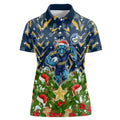 Personalised Parramatta Eels Rugby Christmas Women Polo Shirt Santa Rugby Mascot - Pine Wreath Festive