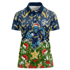 Personalised Parramatta Eels Rugby Christmas Women Polo Shirt Santa Rugby Mascot - Pine Wreath Festive