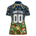 Personalised Parramatta Eels Rugby Christmas Women Polo Shirt Santa Rugby Mascot - Pine Wreath Festive