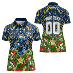 Personalised Parramatta Eels Rugby Christmas Women Polo Shirt Santa Rugby Mascot - Pine Wreath Festive