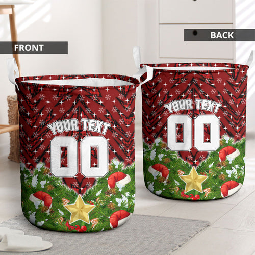 Personalised Dragons Rugby Christmas Laundry Basket Santa Rugby Mascot - Pine Wreath Festive