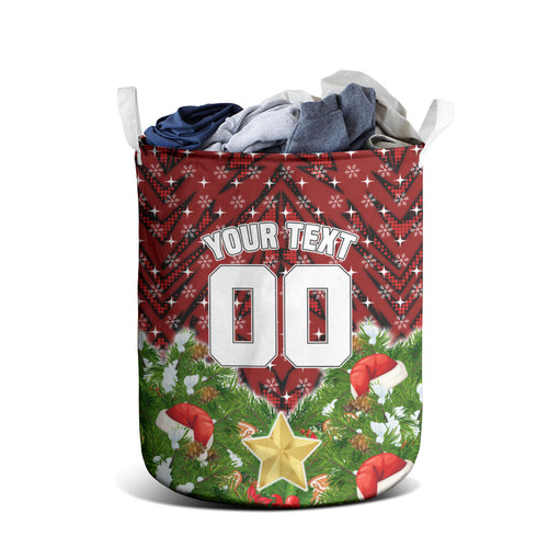 Personalised Dragons Rugby Christmas Laundry Basket Santa Rugby Mascot - Pine Wreath Festive