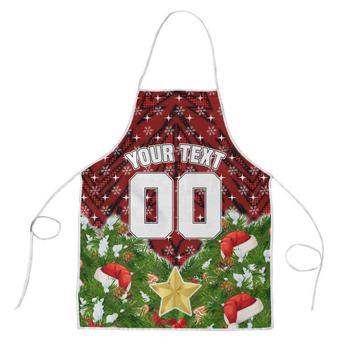 Personalised Dragons Rugby Christmas Apron Santa Rugby Mascot - Pine Wreath Festive