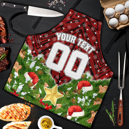 Personalised Dragons Rugby Christmas Apron Santa Rugby Mascot - Pine Wreath Festive