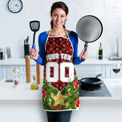 Personalised Dragons Rugby Christmas Apron Santa Rugby Mascot - Pine Wreath Festive