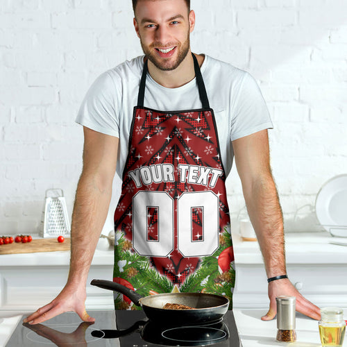 Personalised Dragons Rugby Christmas Apron Santa Rugby Mascot - Pine Wreath Festive