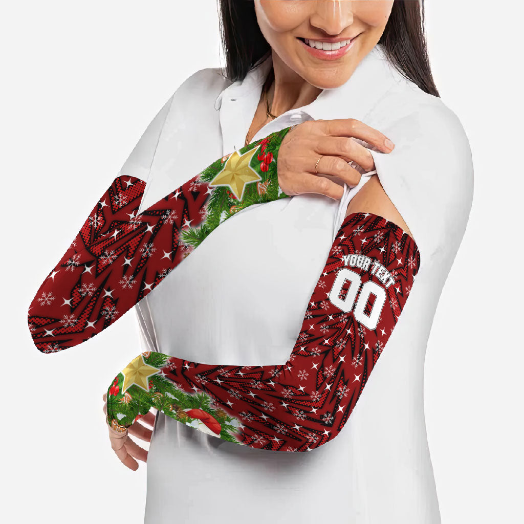 Personalised Dragons Rugby Christmas Arm Sleeves Santa Rugby Mascot - Pine Wreath Festive