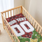 Personalised Dragons Rugby Christmas Baby Bed Cover Santa Rugby Mascot - Pine Wreath Festive