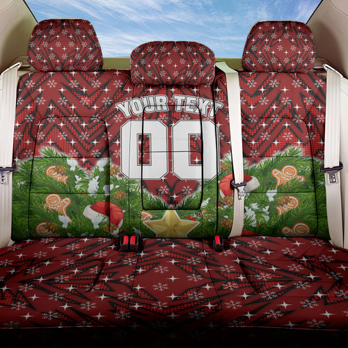 Personalised Dragons Rugby Christmas Back Car Seat Cover Santa Rugby Mascot - Pine Wreath Festive