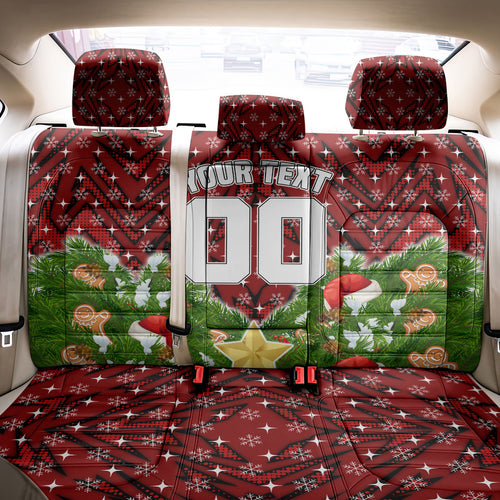 Personalised Dragons Rugby Christmas Back Car Seat Cover Santa Rugby Mascot - Pine Wreath Festive