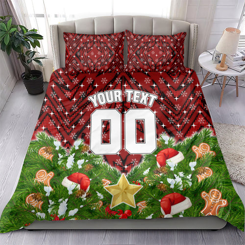 Personalised Dragons Rugby Christmas Bedding Set Santa Rugby Mascot - Pine Wreath Festive