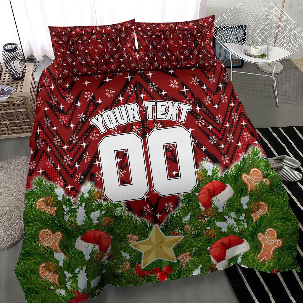 Personalised Dragons Rugby Christmas Bedding Set Santa Rugby Mascot - Pine Wreath Festive