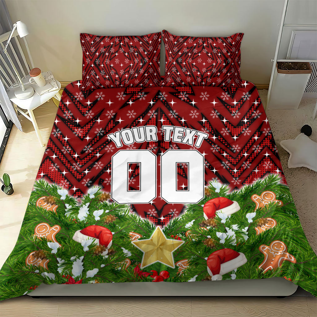 Personalised Dragons Rugby Christmas Bedding Set Santa Rugby Mascot - Pine Wreath Festive