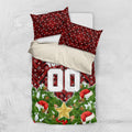 Personalised Dragons Rugby Christmas Bedding Set Santa Rugby Mascot - Pine Wreath Festive