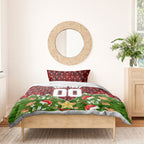 Personalised Dragons Rugby Christmas Bedding Set Santa Rugby Mascot - Pine Wreath Festive