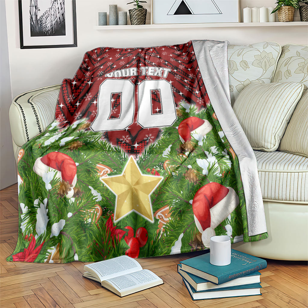 Personalised Dragons Rugby Christmas Blanket Santa Rugby Mascot - Pine Wreath Festive