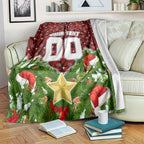 Personalised Dragons Rugby Christmas Blanket Santa Rugby Mascot - Pine Wreath Festive