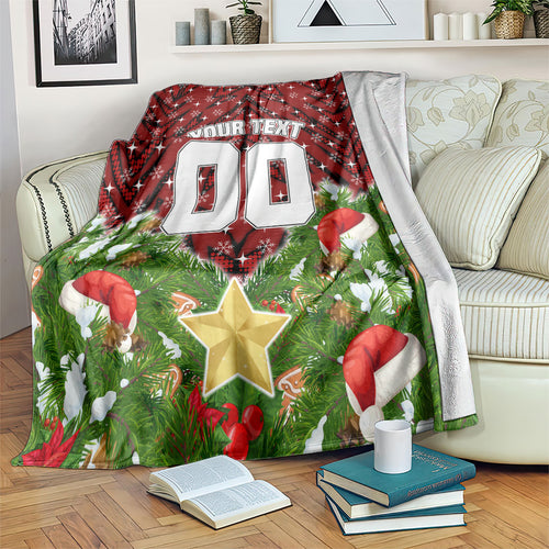 Personalised Dragons Rugby Christmas Blanket Santa Rugby Mascot - Pine Wreath Festive