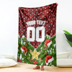 Personalised Dragons Rugby Christmas Blanket Santa Rugby Mascot - Pine Wreath Festive