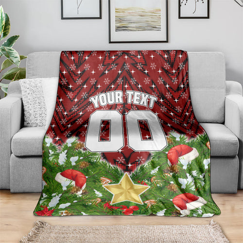 Personalised Dragons Rugby Christmas Blanket Santa Rugby Mascot - Pine Wreath Festive