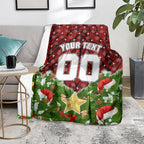 Personalised Dragons Rugby Christmas Blanket Santa Rugby Mascot - Pine Wreath Festive
