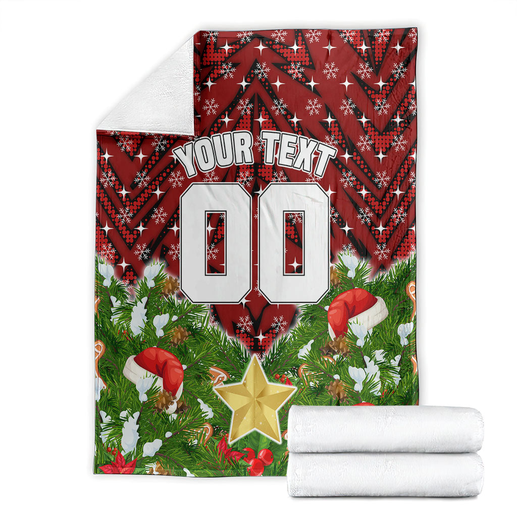 Personalised Dragons Rugby Christmas Blanket Santa Rugby Mascot - Pine Wreath Festive