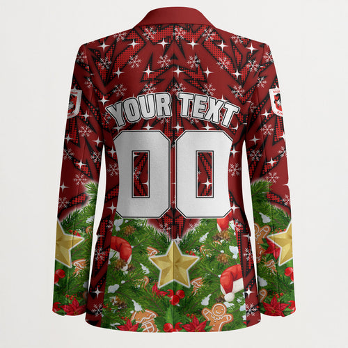 Personalised Dragons Rugby Christmas Blazer Santa Rugby Mascot - Pine Wreath Festive