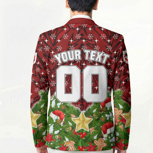 Personalised Dragons Rugby Christmas Blazer Santa Rugby Mascot - Pine Wreath Festive