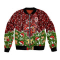 Personalised Dragons Rugby Christmas Bomber Jacket Santa Rugby Mascot - Pine Wreath Festive
