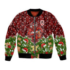 Personalised Dragons Rugby Christmas Bomber Jacket Santa Rugby Mascot - Pine Wreath Festive