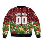 Personalised Dragons Rugby Christmas Bomber Jacket Santa Rugby Mascot - Pine Wreath Festive