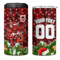 Personalised Dragons Rugby Christmas 4 in 1 Can Cooler Tumbler Santa Rugby Mascot - Pine Wreath Festive