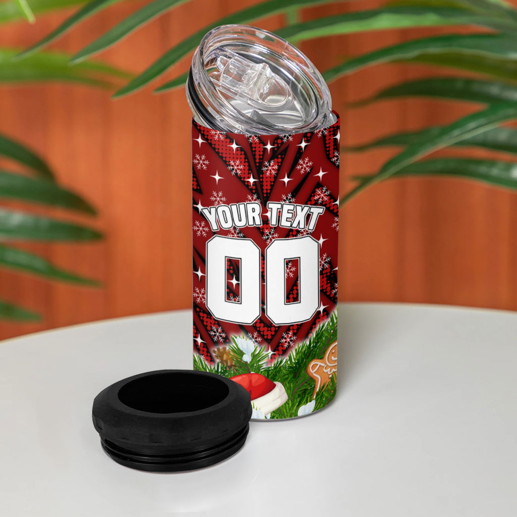 Personalised Dragons Rugby Christmas 4 in 1 Can Cooler Tumbler Santa Rugby Mascot - Pine Wreath Festive