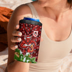 Personalised Dragons Rugby Christmas 4 in 1 Can Cooler Tumbler Santa Rugby Mascot - Pine Wreath Festive