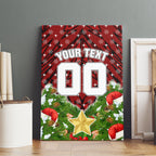 Personalised Dragons Rugby Christmas Canvas Wall Art Santa Rugby Mascot - Pine Wreath Festive