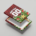 Personalised Dragons Rugby Christmas Canvas Wall Art Santa Rugby Mascot - Pine Wreath Festive