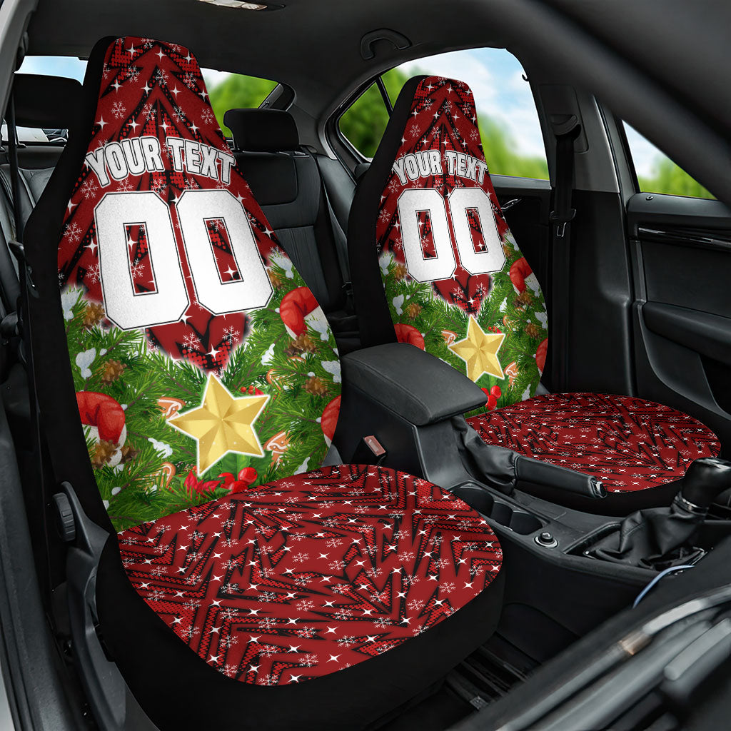 Personalised Dragons Rugby Christmas Car Seat Cover Santa Rugby Mascot - Pine Wreath Festive