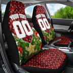 Personalised Dragons Rugby Christmas Car Seat Cover Santa Rugby Mascot - Pine Wreath Festive