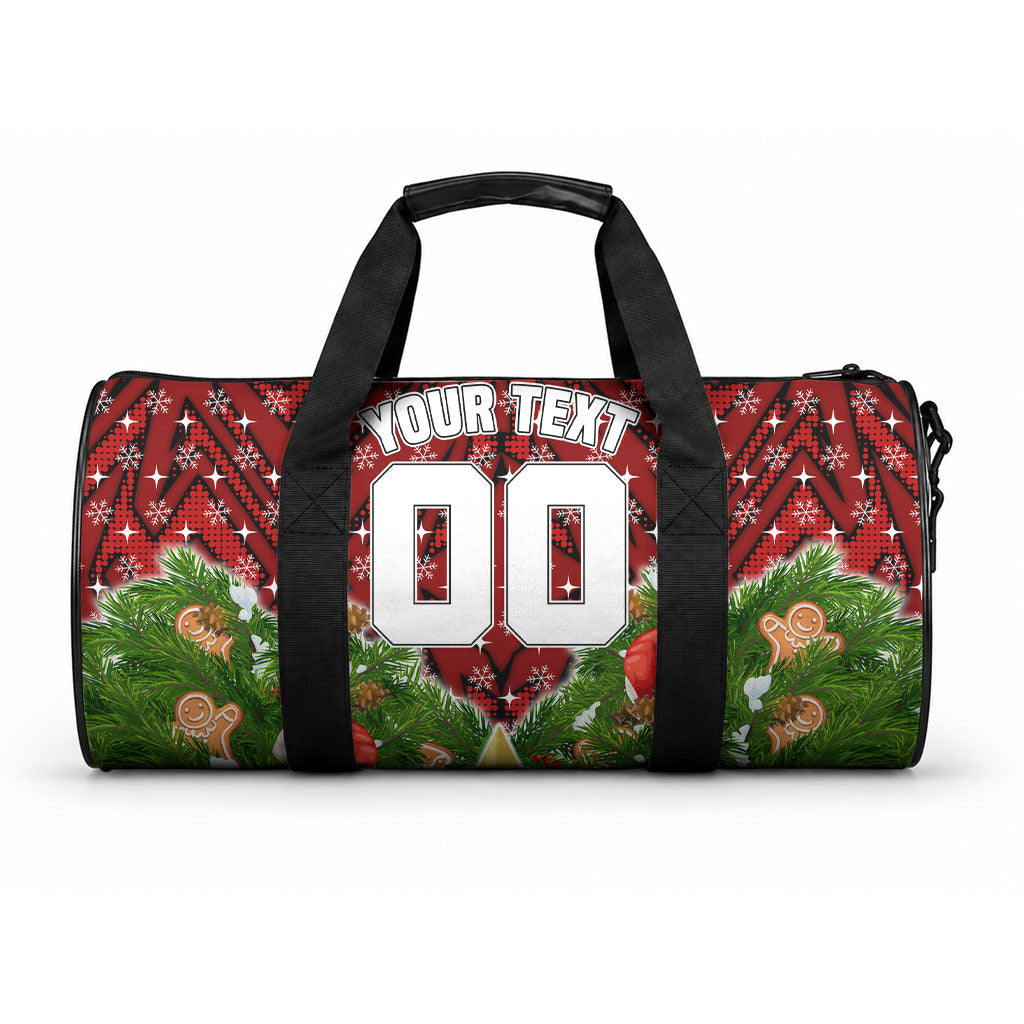 Personalised Dragons Rugby Christmas Duffle Bag Santa Rugby Mascot - Pine Wreath Festive