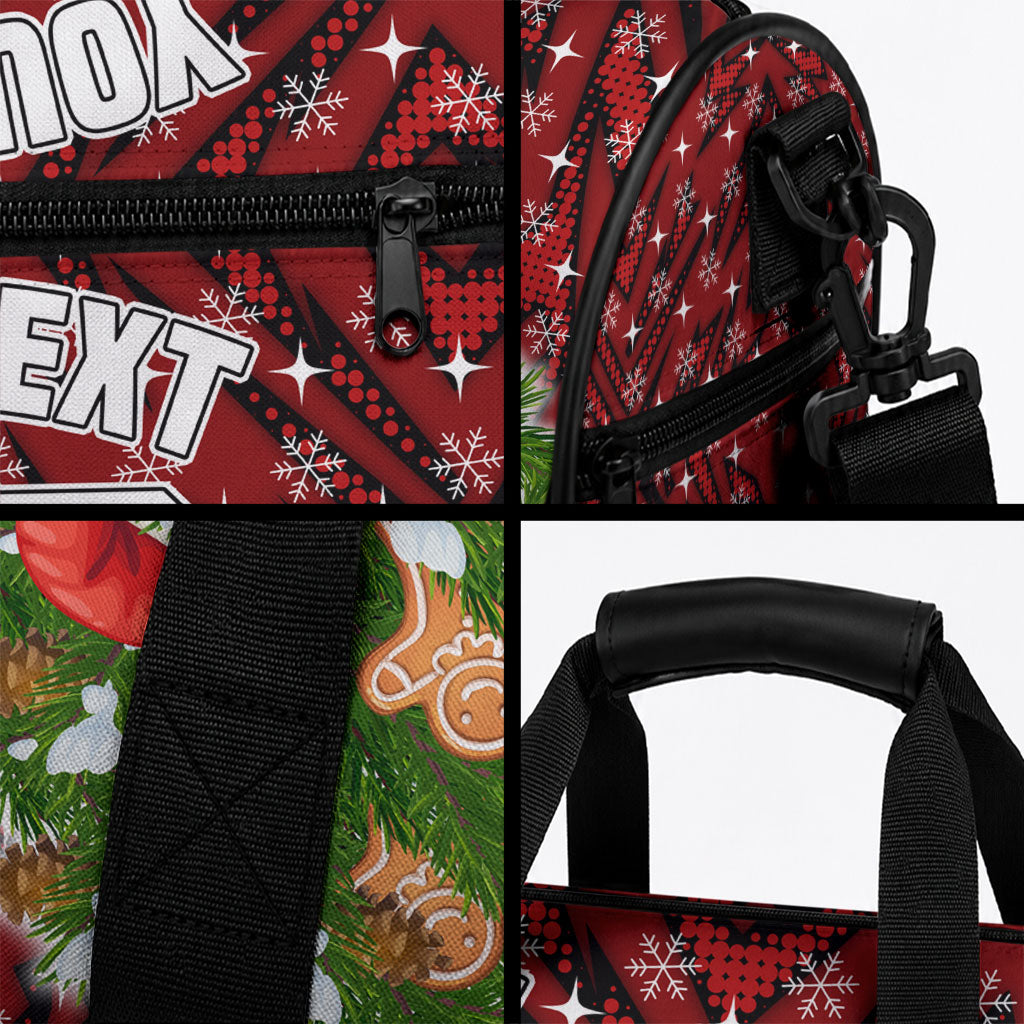 Personalised Dragons Rugby Christmas Duffle Bag Santa Rugby Mascot - Pine Wreath Festive