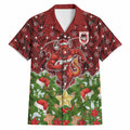 Personalised Dragons Rugby Christmas Hawaiian Shirt Santa Rugby Mascot - Pine Wreath Festive