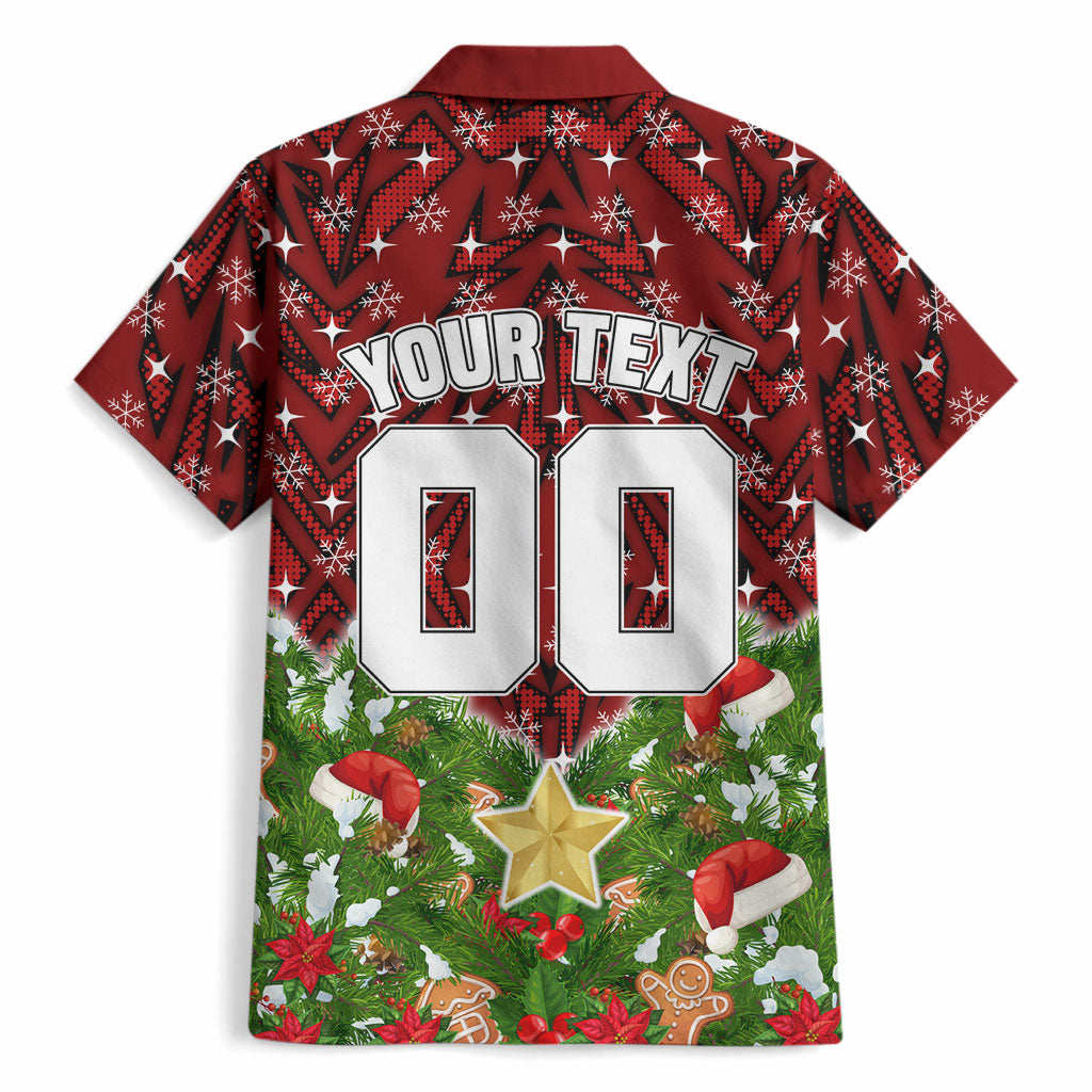Personalised Dragons Rugby Christmas Hawaiian Shirt Santa Rugby Mascot - Pine Wreath Festive