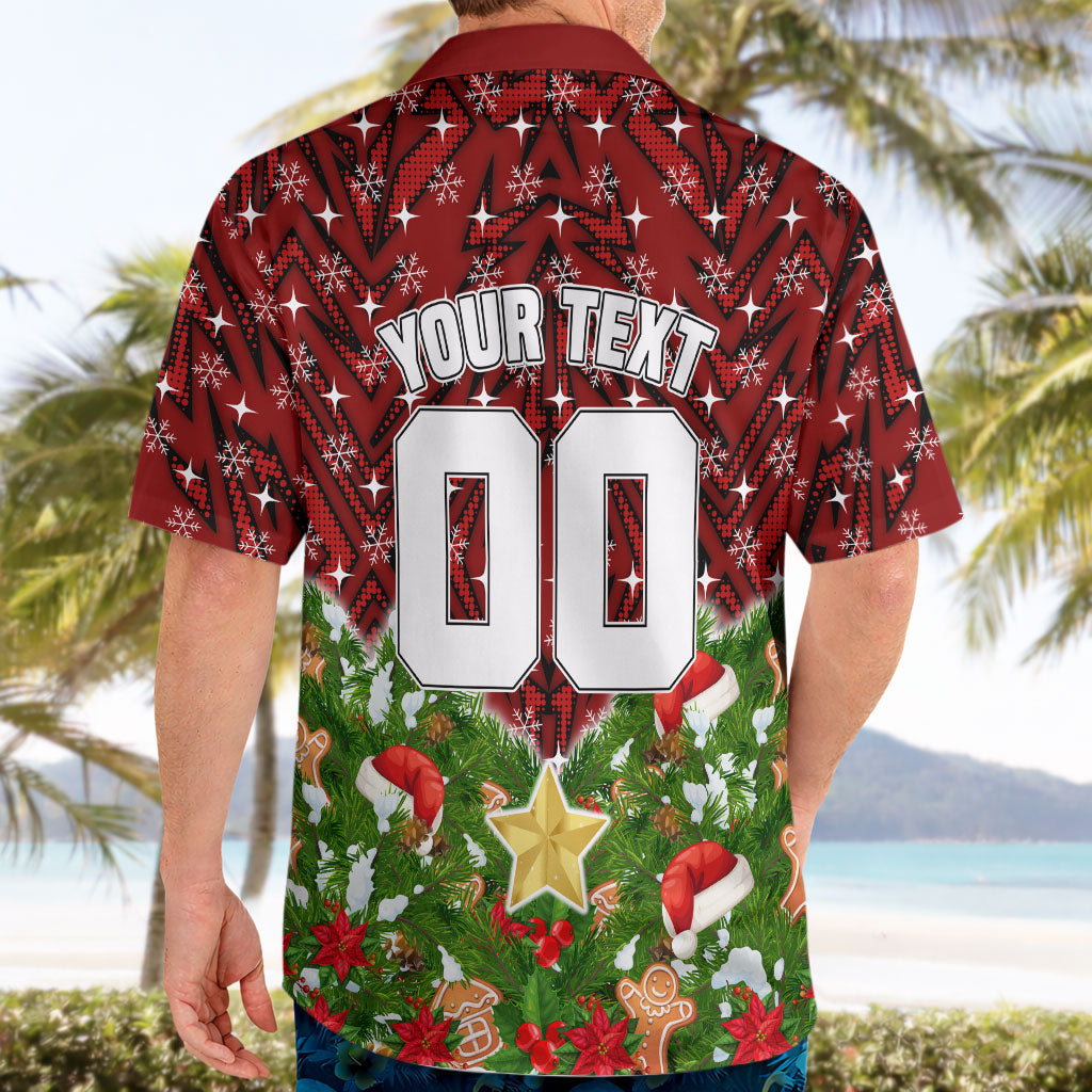 Personalised Dragons Rugby Christmas Hawaiian Shirt Santa Rugby Mascot - Pine Wreath Festive