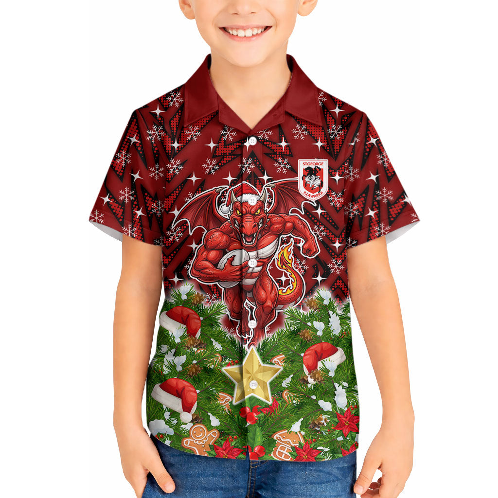 Personalised Dragons Rugby Christmas Hawaiian Shirt Santa Rugby Mascot - Pine Wreath Festive