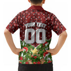 Personalised Dragons Rugby Christmas Hawaiian Shirt Santa Rugby Mascot - Pine Wreath Festive