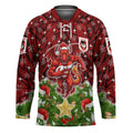Personalised Dragons Rugby Christmas Hockey Jersey Santa Rugby Mascot - Pine Wreath Festive