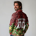 Personalised Dragons Rugby Christmas Long Sleeve Polo Shirt Santa Rugby Mascot - Pine Wreath Festive