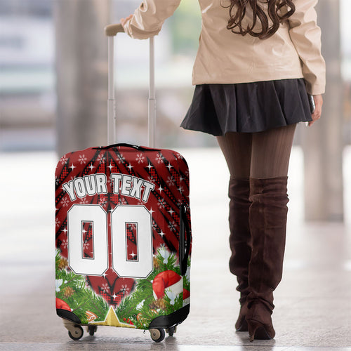 Personalised Dragons Rugby Christmas Luggage Cover Santa Rugby Mascot - Pine Wreath Festive