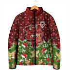 Personalised Dragons Rugby Christmas Padded Jacket Santa Rugby Mascot - Pine Wreath Festive