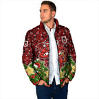 Personalised Dragons Rugby Christmas Padded Jacket Santa Rugby Mascot - Pine Wreath Festive